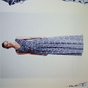 Ralph Lauren Navy white tropical floral Georgette sleeveless maxi dress Sz…6 NEW